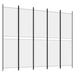 5-Panel Room Divider White 250x200 cm Fabric
