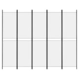 5-Panel Room Divider White 250x200 cm Fabric - Side View