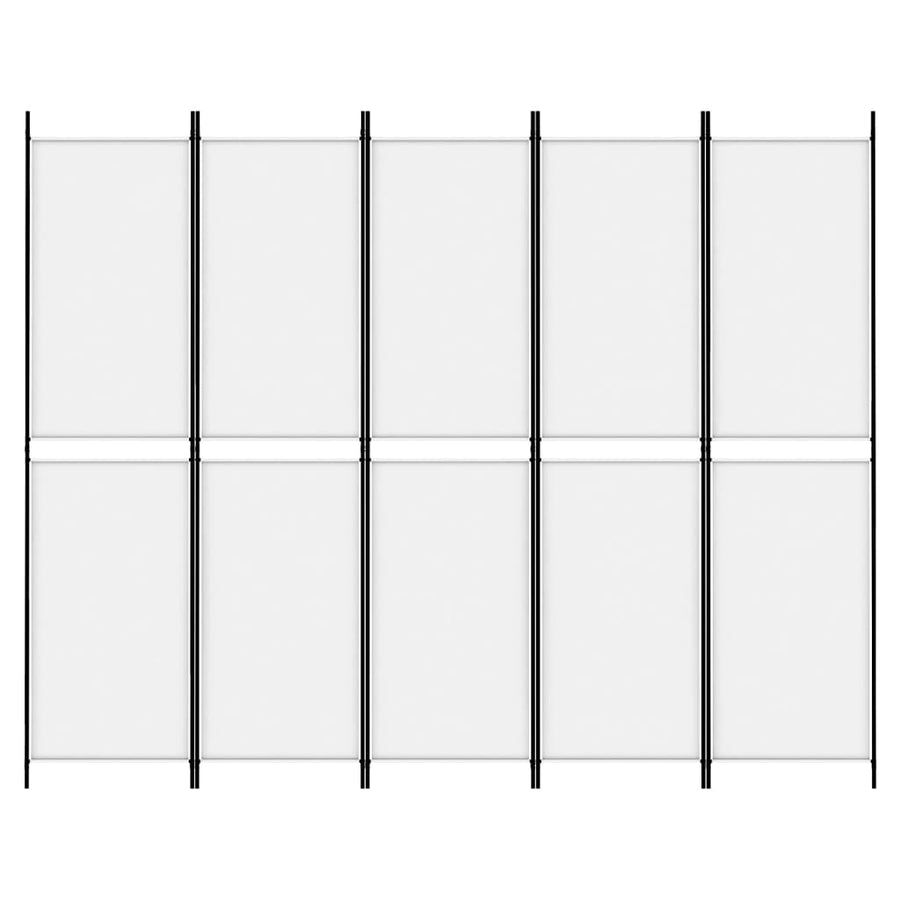 5-Panel Room Divider White 250x200 cm Fabric