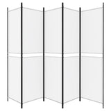 5-Panel Room Divider White 250x200 cm Fabric