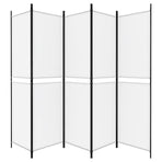 5-Panel Room Divider White 250x200 cm Fabric