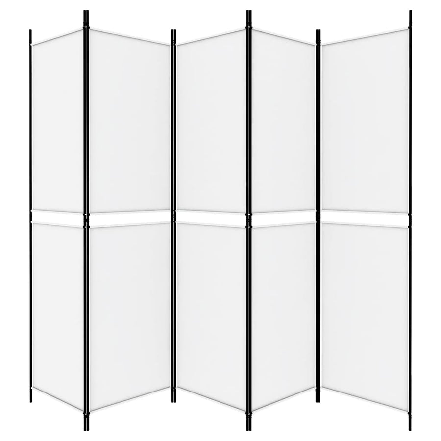 5-Panel Room Divider White 250x200 cm Fabric