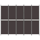 5-Panel Room Divider Brown 250x200 cm Fabric