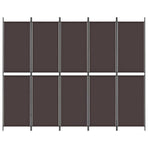 5-Panel Room Divider Brown 250x200 cm Fabric