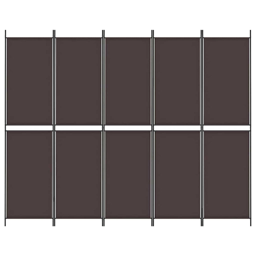 5-Panel Room Divider Brown 250x200 cm Fabric