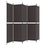 5-Panel Room Divider Brown 250x200 cm Fabric