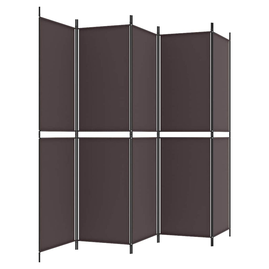 5-Panel Room Divider Brown 250x200 cm Fabric