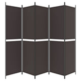 5-Panel Room Divider Brown 250x200 cm Fabric
