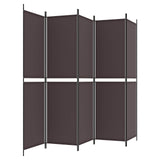 5-Panel Room Divider Brown 250x200 cm Fabric