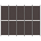 5-Panel Room Divider Brown 250x200 cm Fabric