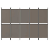 5-Panel Room Divider Anthracite 250x200 cm Fabric - Side View