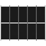 5-Panel Room Divider Black 250x200 cm Fabric