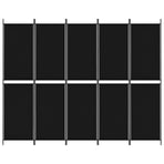 5-Panel Room Divider Black 250x200 cm Fabric