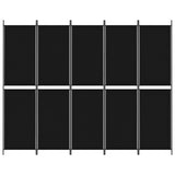 5-Panel Room Divider Black 250x200 cm Fabric - Side View