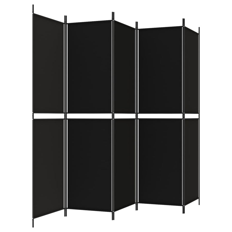 5-Panel Room Divider Black 250x200 cm Fabric