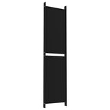 5-Panel Room Divider Black 250x200 cm Fabric - Rear View