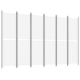 6-Panel Room Divider White 300x200 cm Fabric - Front View