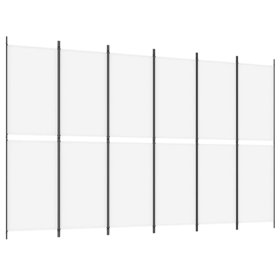 6-Panel Room Divider White 300x200 cm Fabric