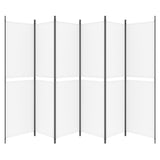 6-Panel Room Divider White 300x200 cm Fabric