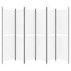 6-Panel Room Divider White 300x200 cm Fabric