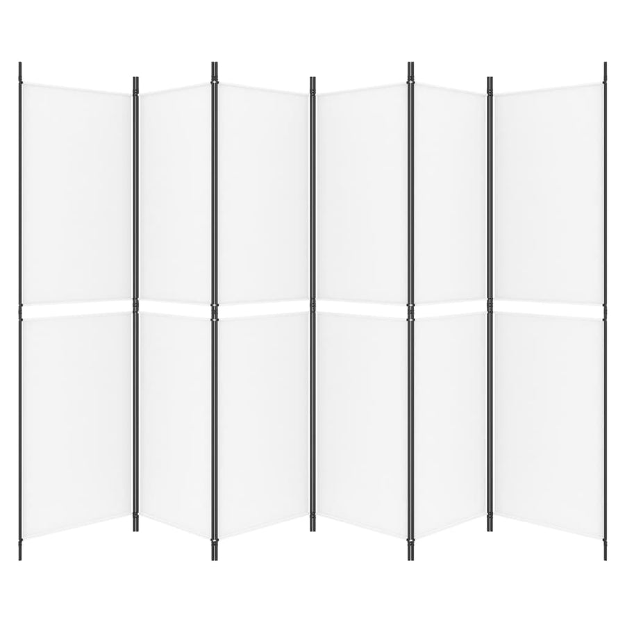6-Panel Room Divider White 300x200 cm Fabric