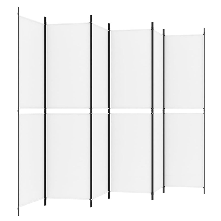 6-Panel Room Divider White 300x200 cm Fabric