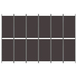6-Panel Room Divider Brown 300x200 cm Fabric - Side View