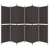 6-Panel Room Divider Brown 300x200 cm Fabric - Top-Down View
