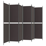 6-Panel Room Divider Brown 300x200 cm Fabric - 45-Degree Angle