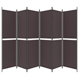 6-Panel Room Divider Brown 300x200 cm Fabric