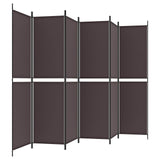 6-Panel Room Divider Brown 300x200 cm Fabric - Top-Down View