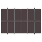 6-Panel Room Divider Brown 300x200 cm Fabric