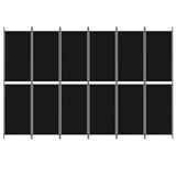 6-Panel Room Divider Black 300x200 cm Fabric