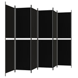 6-Panel Room Divider Black 300x200 cm Fabric