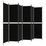6-Panel Room Divider Black 300x200 cm Fabric