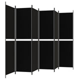 6-Panel Room Divider Black 300x200 cm Fabric - Top-Down View