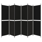 6-Panel Room Divider Black 300x200 cm Fabric