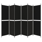 6-Panel Room Divider Black 300x200 cm Fabric - 45-Degree Angle