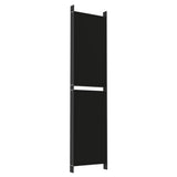 6-Panel Room Divider Black 300x200 cm Fabric - Rear View