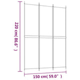 3-Panel Room Divider White 150x220 cm Fabric - Low Angle