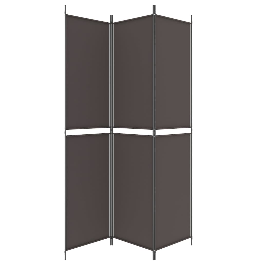 3-Panel Room Divider Brown 150x220 cm Fabric