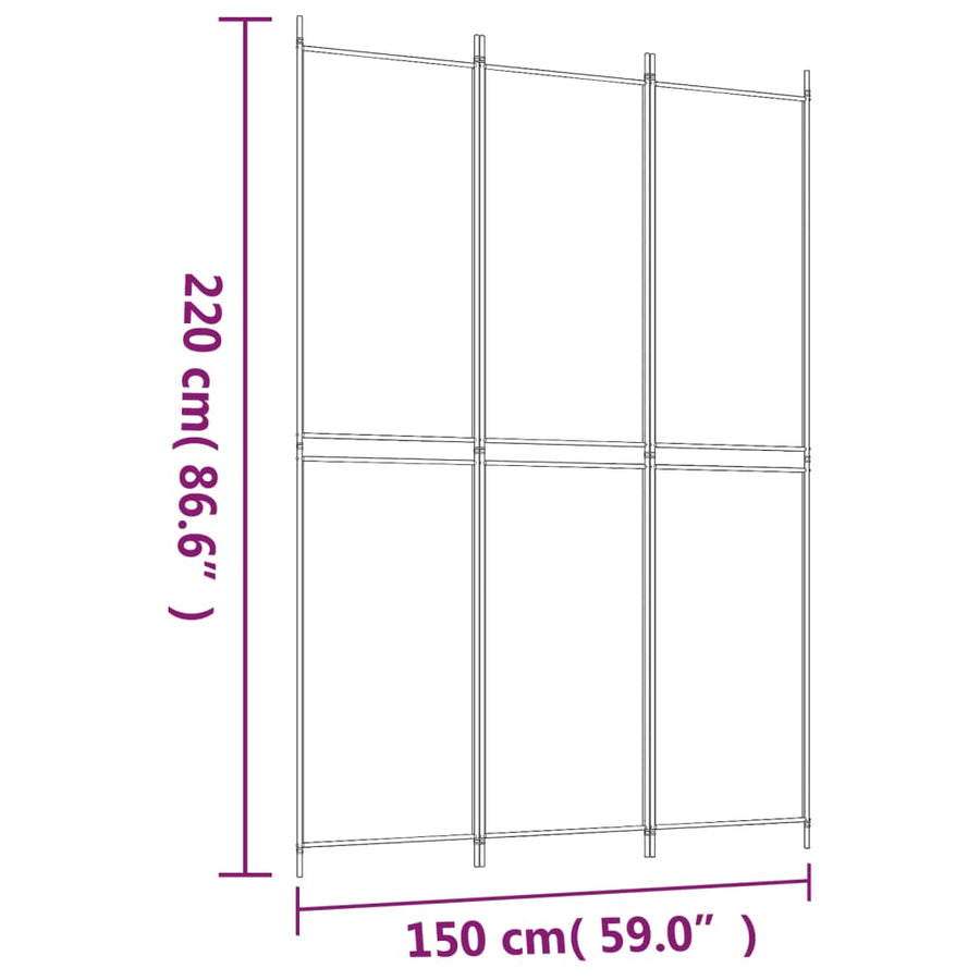 3-Panel Room Divider Anthracite 150x220 cm Fabric