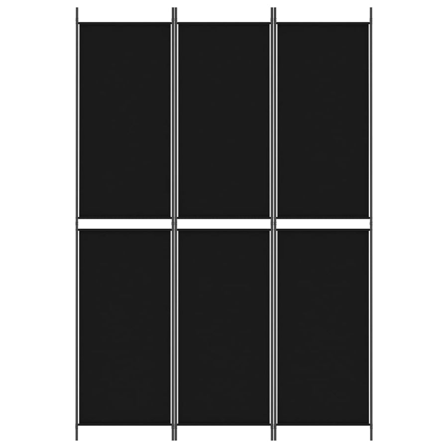 3-Panel Room Divider Black 150x220 cm Fabric