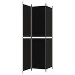 3-Panel Room Divider Black 150x220 cm Fabric
