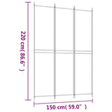 3-Panel Room Divider Black 150x220 cm Fabric