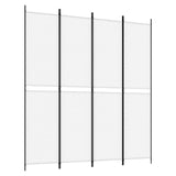4-Panel Room Divider White 200x220 cm Fabric