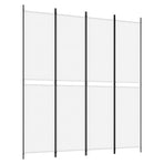 4-Panel Room Divider White 200x220 cm Fabric