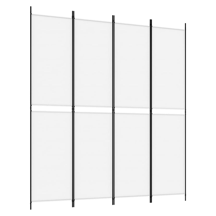 4-Panel Room Divider White 200x220 cm Fabric