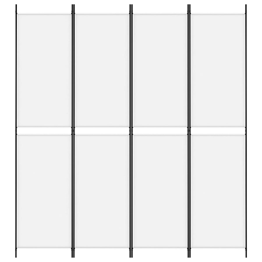 4-Panel Room Divider White 200x220 cm Fabric