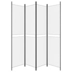 4-Panel Room Divider White 200x220 cm Fabric